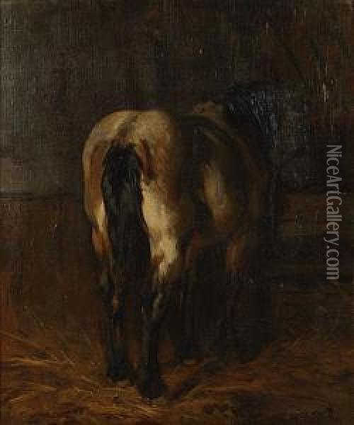 Paard In De Stal. Oil Painting - Paul Van Der Vin