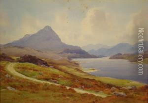 Lough Corrib And A View To The Connemara Mountains Oil Painting - George, Captain Drummond-Fish