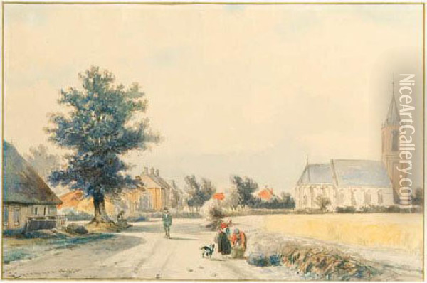 A Village View Oil Painting - Cornelis Springer