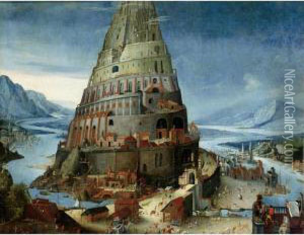 The Tower Of Babel Oil Painting - Tobias van Haecht (see Verhaecht)