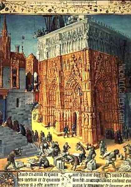 Building of the Temple of Jerusalem Oil Painting - Jean Fouquet