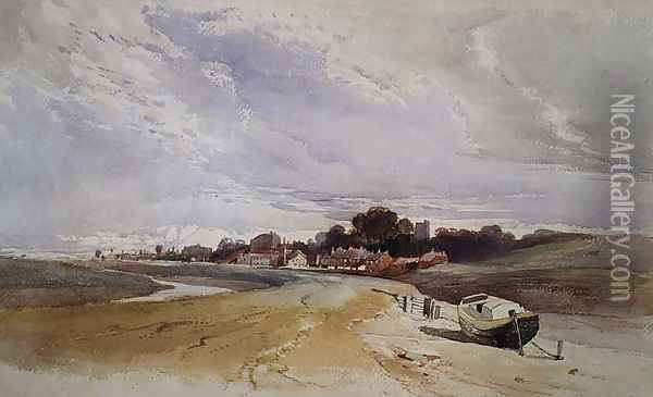 Gillingham on the River Medway Kent Oil Painting - Harry John Johnson