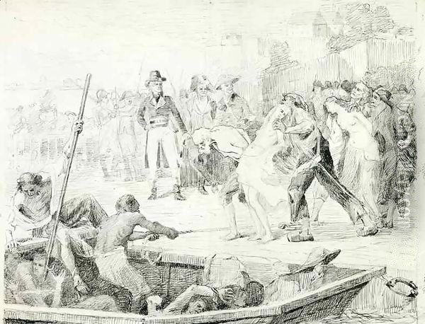 The Nantes Drownings in 1793 Oil Painting - Joseph Aubert