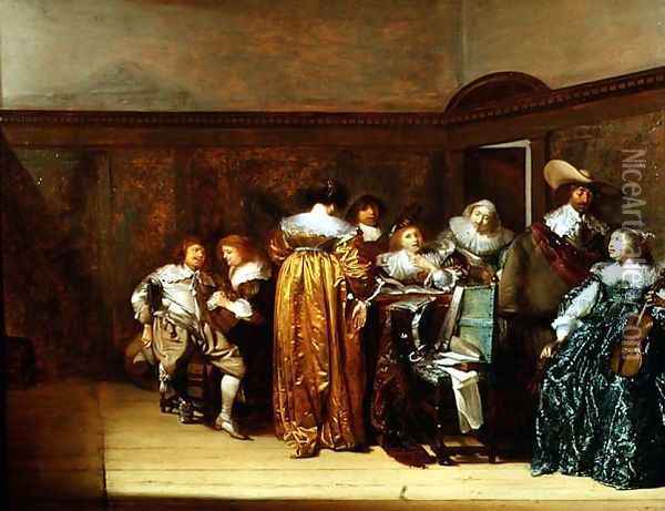 Dutch Cavaliers and their Ladies Making Music, 1631 Oil Painting - Pieter Codde
