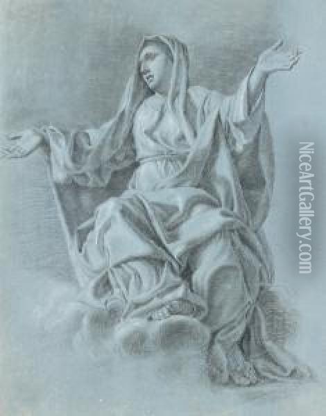 Etude Pour Une Vierge En Gloire Oil Painting - Johann Justin Preissler