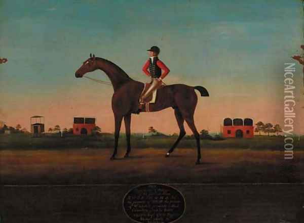 Rockingham, a bay racehorse, with jockey up Oil Painting - English School
