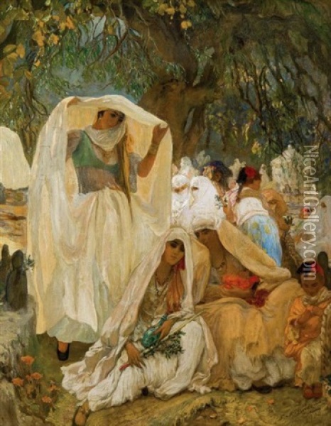 Le Jour Du Prophete En Algerie, Blidah Oil Painting - Frederick Arthur Bridgman