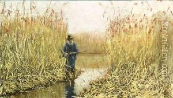 Hunter In Tall Grasses Oil Painting - Giovanni Battista Quadrone