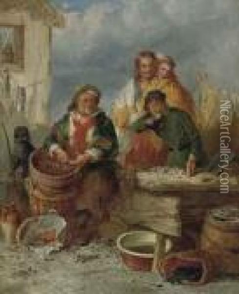 The Oyster Seller Oil Painting - Henry Perlee Parker