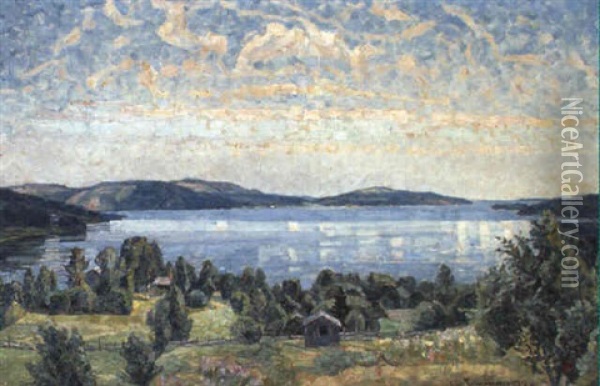 Norra Fj,rden, Vibyggera Oil Painting - Carl (August) Johansson