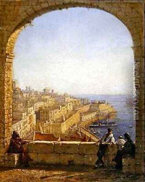 Inside the Fortifications Valetta View from the Arch by Day Oil Painting - Girolamo Gianni