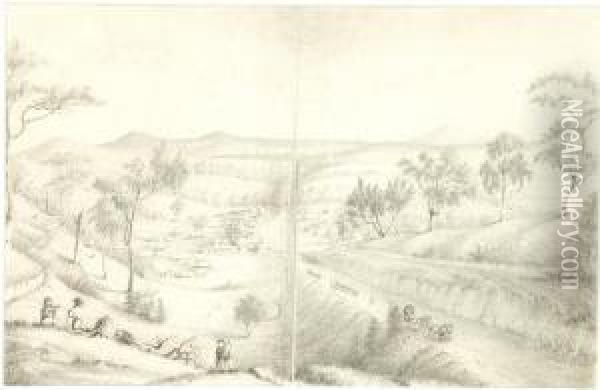 Gustavus Ferdinand Von Tempsky , View Of The Bendigo Goldfields Oil Painting - Gustavus Ferdinand von Tempsky