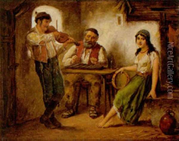 Zigeuner Beim Musizieren Oil Painting - Carl Ostersetzer