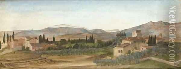 An Italian landscape Oil Painting - John Roddam Spencer Stanhope