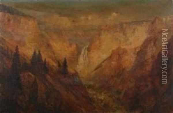 Grand Canyon Of The Yellowstone Oil Painting - Lucien Whiting Powell