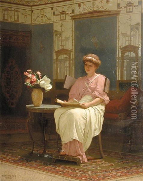 The Letter Oil Painting - Stephan Wladislawowitsch Bakalowicz