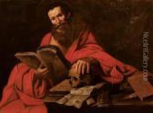 San Girolamo In Meditazione Oil Painting - Michelangelo Merisi Da Caravaggio