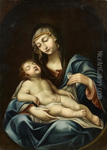 Madonna Mit Schlafendem Kind Oil Painting - Elisabetta Sirani