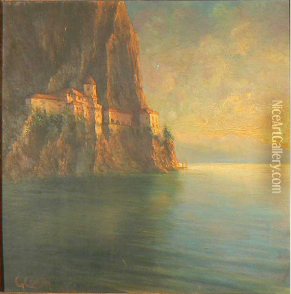 Santuario Sul Lago Oil Painting - Giovanni Battista Costa