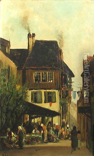Village Scene Oil Painting - Ramsome Gillet Holdredge