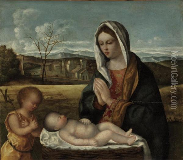 The Madonna And Child With Saint John The Baptist Oil Painting - Luca Antonio Busati