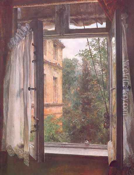 View from a Window in the Marienstrasse 1867 Oil Painting - Adolph von Menzel