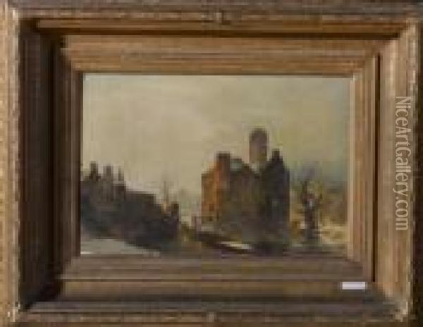 Casteel Dornebourg In Holland. 1871. Oil Painting - Carl Hilgers