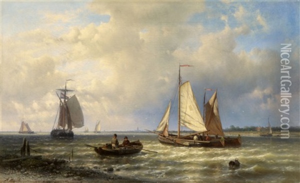 Kustenlandschaft Mit Segelbooten Oil Painting - Abraham Hulk the Elder