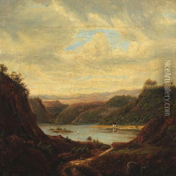 Landscape With Lake Oil Painting - F. C. Kiaerskou