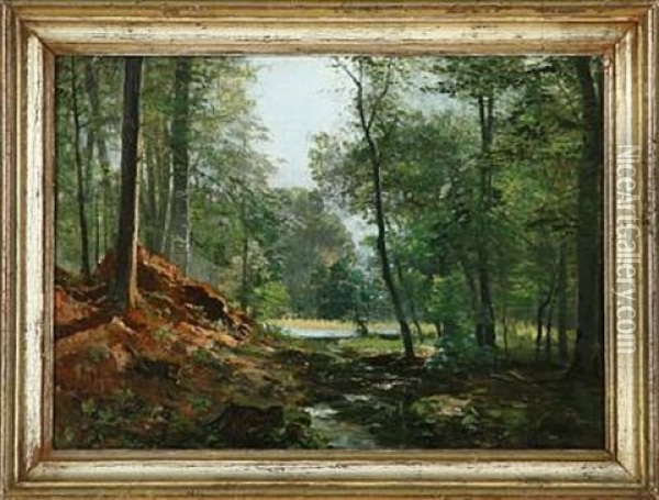 A Forest Glade Oil Painting - Anders Andersen-Lundby