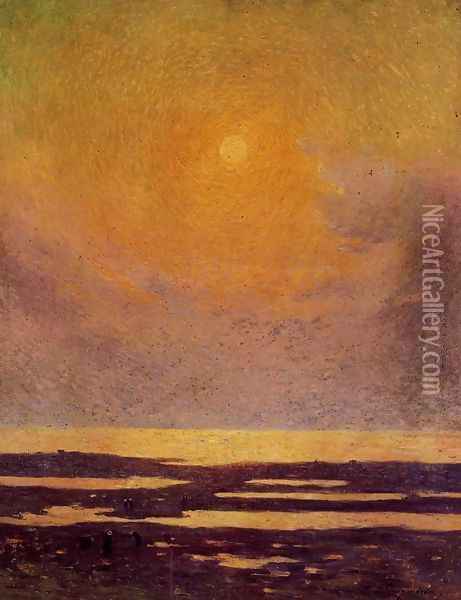 Sunset on the Coast Oil Painting - Ferdinand Loyen Du Puigaudeau