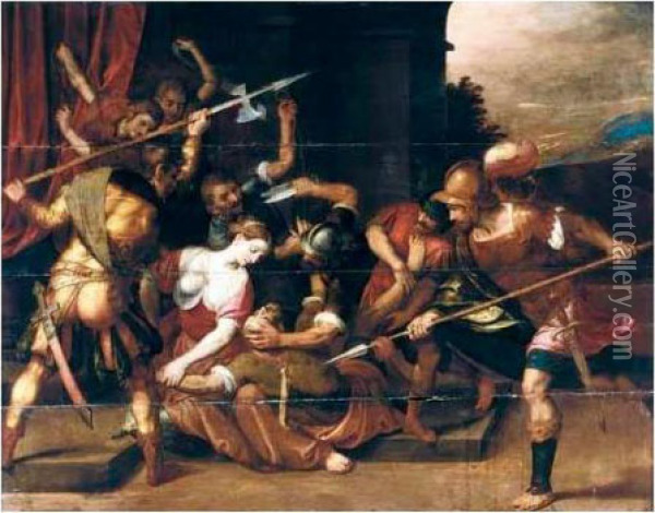 Samson And Delilah Oil Painting - Joos De Momper