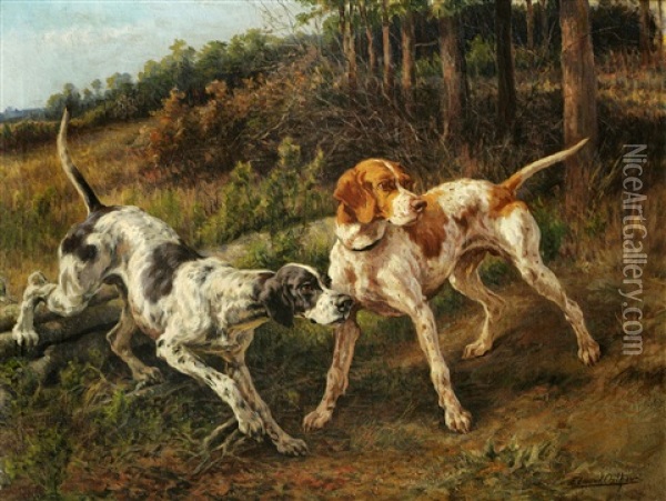 Two Pointers In A Landscape Oil Painting - Edmund Henry Osthaus