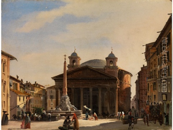 Das Pantheon In Rom Oil Painting - Ippolito Caffi