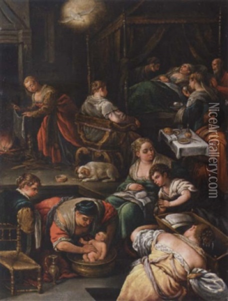 The Birth Of The Virgin Oil Painting - Francesco da Ponte Bassano