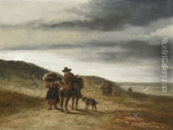 Begegnung In Den Dunen Oil Painting - Georges Michel