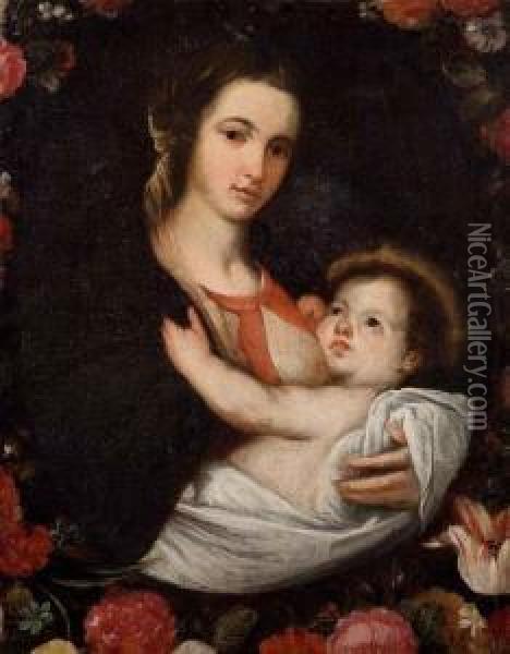 Madonna Col Bambino Oil Painting - Giuseppe Marullo