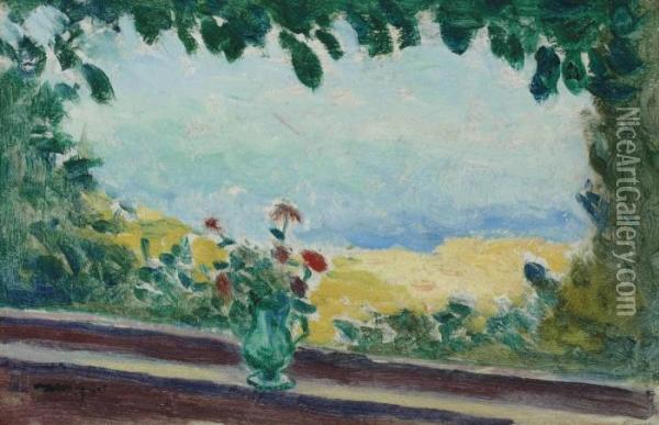 Bouquet Sur La Terrasse Oil Painting - Albert Marquet