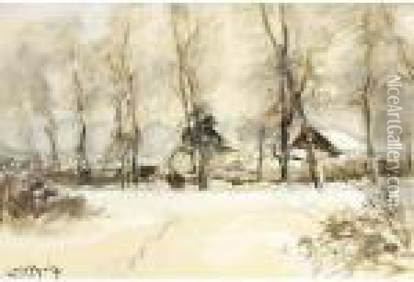 Winter Time Oil Painting - Louis Apol