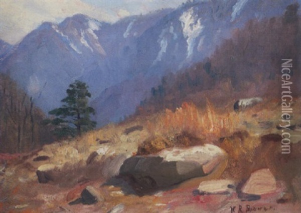 Rocks And Mountains Oil Painting - Nicholas Richard Brewer