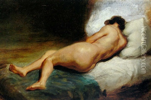 Reclining Nude Oil Painting - Eugene Delacroix