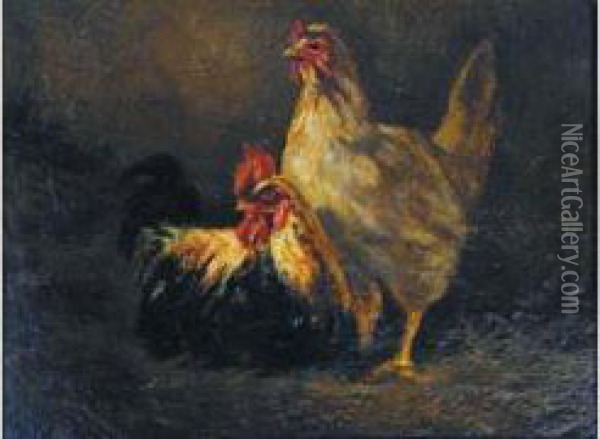 Coq Et Poule Oil Painting - Claude Guilleminet