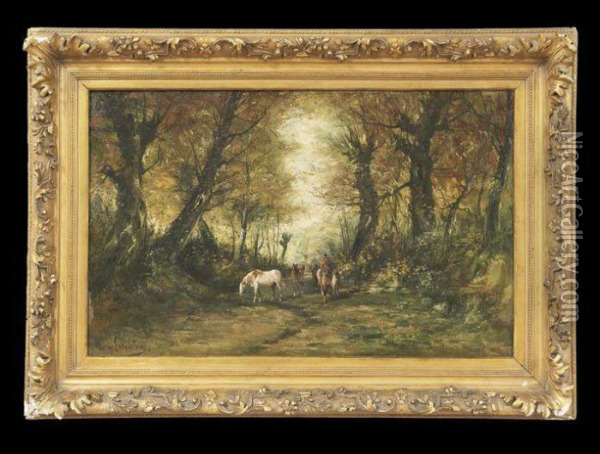Wooded Landscape With A Horseman Oil Painting - Henry Schouten