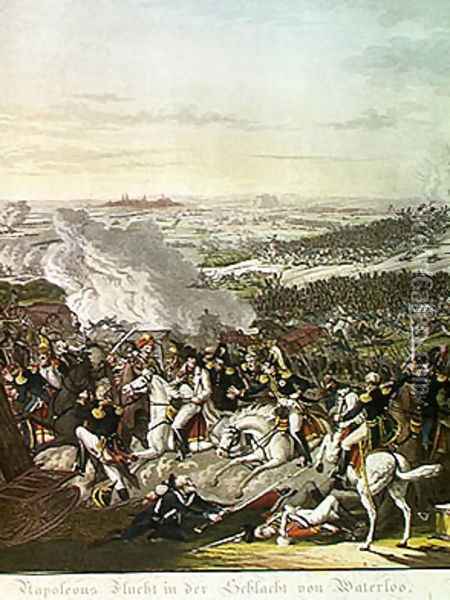 Flight of Napoleon I 1769-1821 Battle of Waterloo, 18th June 1815, 1816 Oil Painting - Johann Lorenz Rugendas