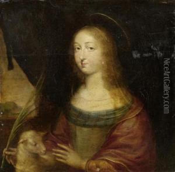 Saint Agnes. Oil Painting - Otto van Veen