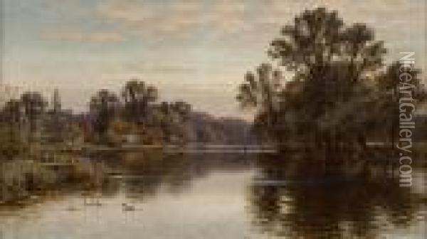On The Thames At Pangbourne Oil Painting - Alfred Augustus Glendening