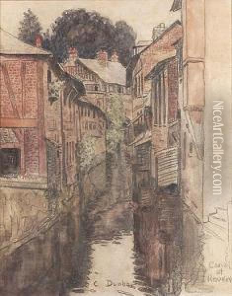 Canal At Rouen Oil Painting - Harold C. Dunbar