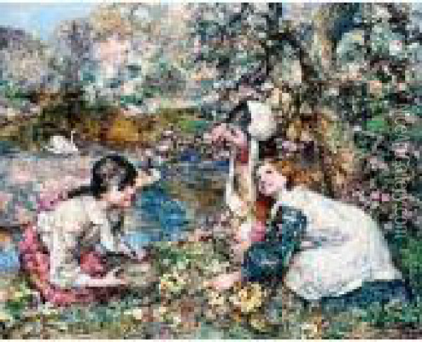 Spring In The Lake Wood Oil Painting - Edward Atkinson Hornel