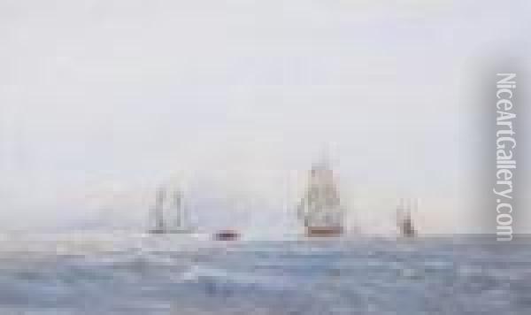 Shipping Off Calais Oil Painting - David I Cox