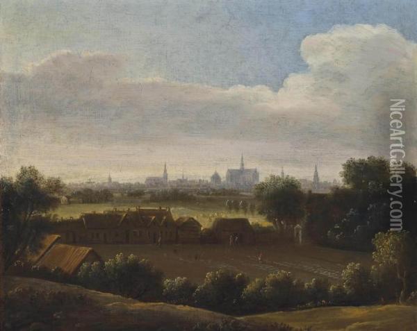 A View Of Haarlem With The St. Bavokerk In The Distance Oil Painting - Jacob Van Ruisdael